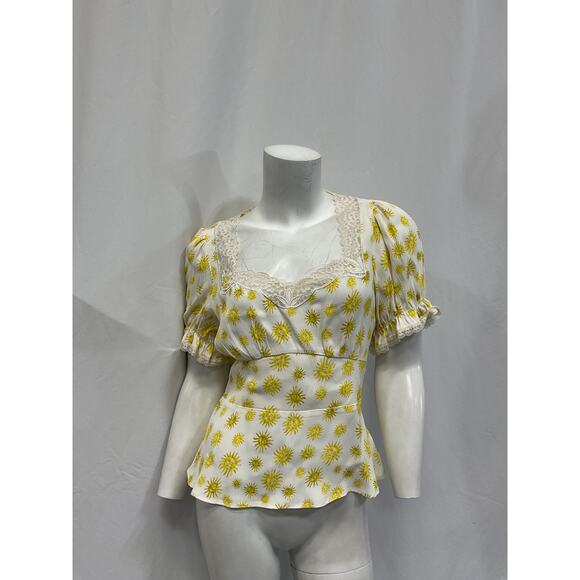 Rixo 'Selva' White Flora Print Top Size XS - Picture 2 of 5